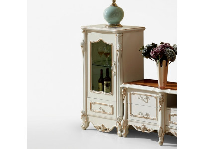Vitrine Luxus Schrank Holz Stil Weiß Glas Neu Schränke Glasschrank
