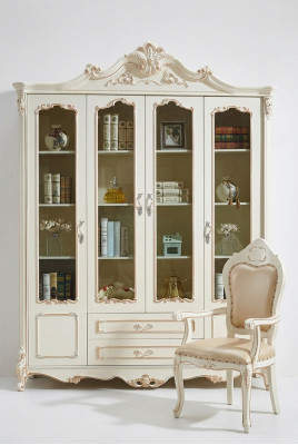 Bücherregal Stil Art déco Schrank Vitrine Weiß Möbel Schränke Regal Holz