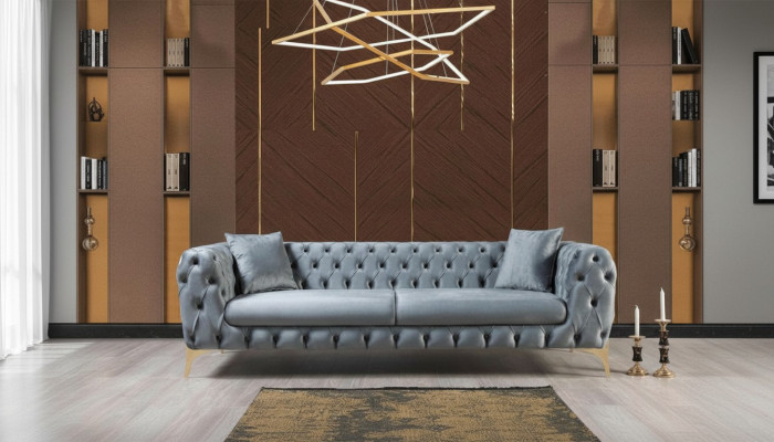 Dreisitzer Sofa Luxus Chesterfield 3 Sitzer Couches Grau Sofas Samt Neu Couch