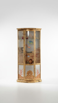 Klassische Vitrine Glas Holz Schrank Vitrine Luxus Möbel Gold Anrichte Italien
