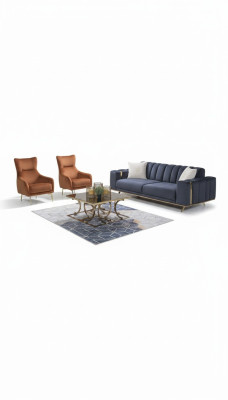 Sessel Einsitzer Luxus Polster Möbel Wohnzimmer Braun Sessel Textil Lounge Neu