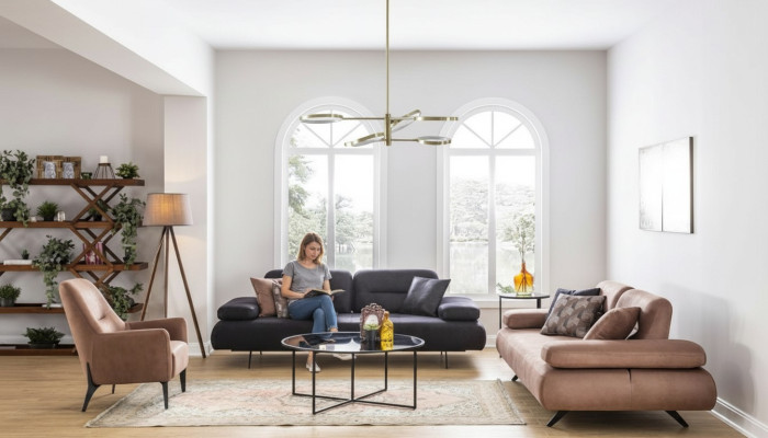 Sofagarnitur 4+3+1 Sitzer Set Design Sofa Polster Couchen Couch Modern Luxus Neu