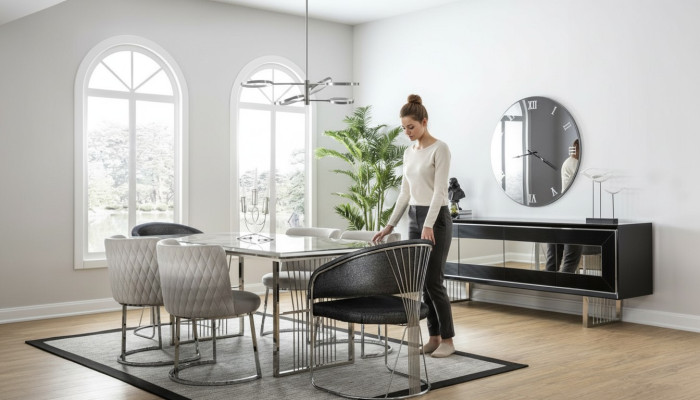 Essgruppe Esszimmer Garnitur Esstisch Set Sideboard Luxus Möbel 4 Stühle Tisch