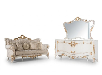 Dreisitzer Couch Polster Sofa Möbel Wohnzimmer Set mit Anrichte 3tlg.