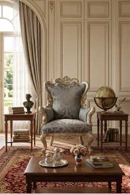 Klassischer Thron Sessel Möbel Barock Lehnstuhl Chesterfield Samt Stuhl