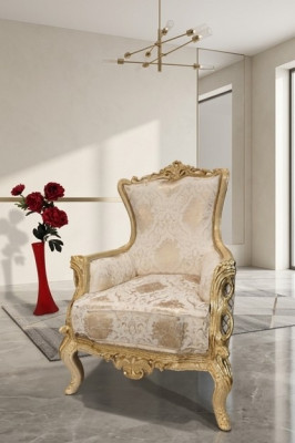 Klassischer Thron Sessel Stuhl Möbel Barock Lehnstuhl Chesterfield Samt