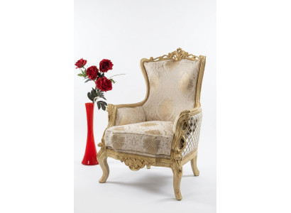 Klassischer Thron Sessel Stuhl Möbel Barock Lehnstuhl Chesterfield Samt