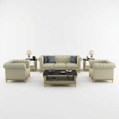 Chesterfield Sofagarnitur Couch Polster Möbel Set 3+2+1 Ledersofa 3tlg