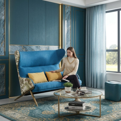 Klassischer 1,5 Sitzer Luxus Blaue Sitz Möbel Wohnzimmer Möbel Couch