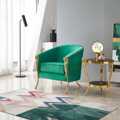 Grüner Luxus Sessel Polstermöbel Gold Füße Wohnzimmer Einsitzer Neu