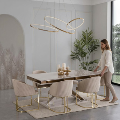 Esszimmer Set Garnitur Essgruppe Esstisch mit 4x Lehnstuhl Stuhl Sets