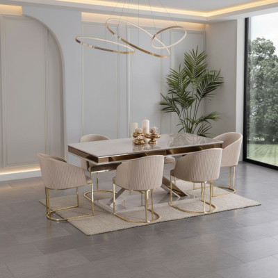 Esszimmer Set Garnitur Essgruppe Esstisch mit 4x Lehnstuhl Stuhl Sets