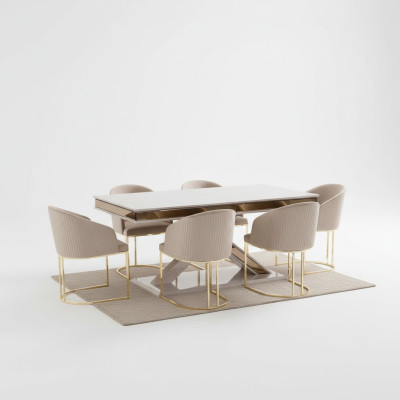 Esszimmer Set Garnitur Essgruppe Esstisch mit 4x Lehnstuhl Stuhl Sets