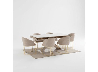 Esszimmer Set Garnitur Essgruppe Esstisch mit 4x Lehnstuhl Stuhl Sets