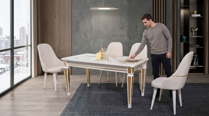 Esstisch Essgarnitur Esszimmer Set Sitzmöbel Set Esszimmer Sets 4 Stühle 5tlg