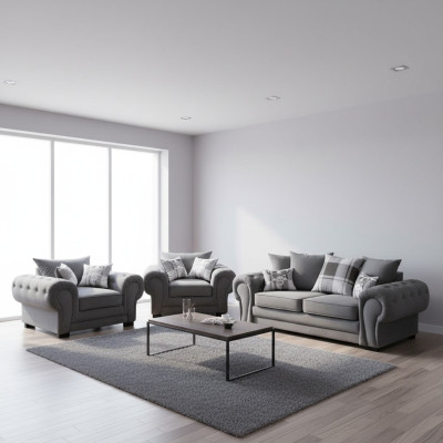 Sofagarnitur 3+2+1 Chesterfield-Möbel Wohnzimmer Textil im italienischen Stil
