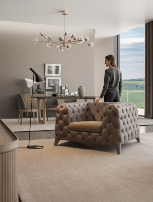 Chesterfield Taupe Sessel Chesterfield-Sessel Polstersessel Wohnzimmer