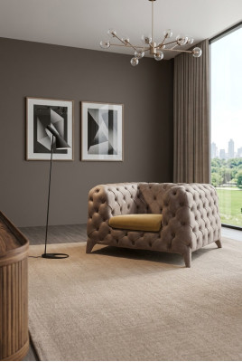 Chesterfield Taupe Sessel Chesterfield-Sessel Polstersessel Wohnzimmer