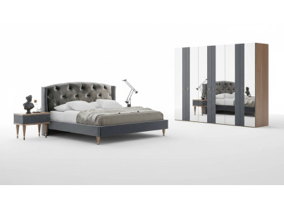 Modernes Chesterfield Schlafzimmer Set Designer Doppelbett Nachttische