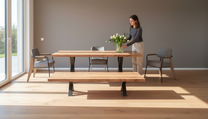 Designer Esszimmer Set Esstisch Stühle Essbank Moderner Stil Holzmöbel