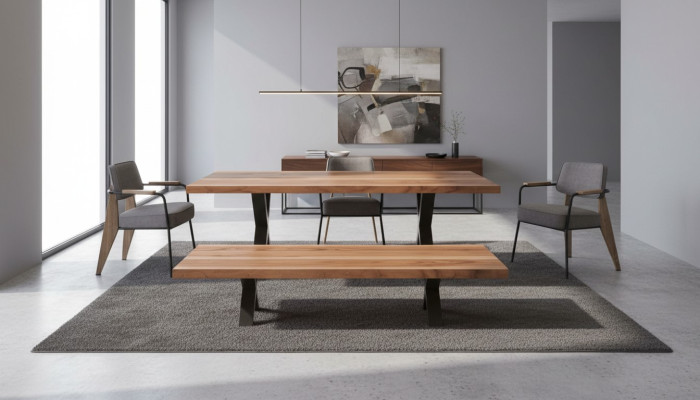 Designer Esszimmer Set Esstisch Stühle Essbank Moderner Stil Holzmöbel