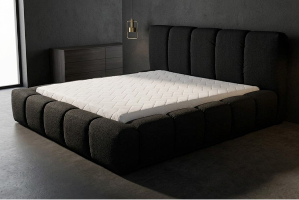 Bett Schwarzes Doppelbett Schlafzimmer Holzmöbel Design Polstermöbel Stoff