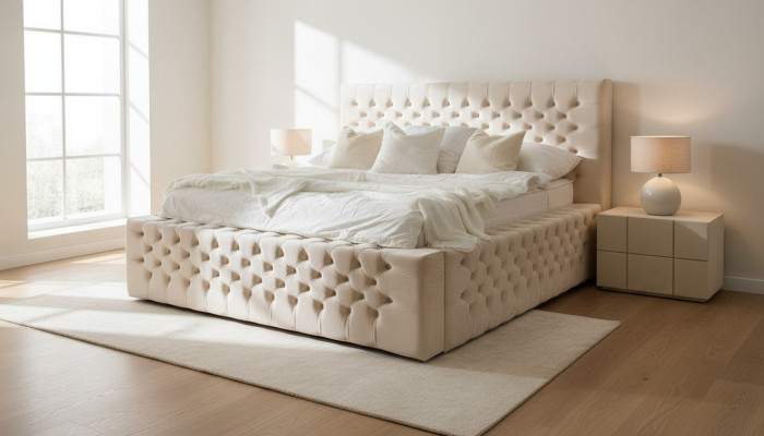 Luxus Bett Chesterfield Samt Betten Textil Doppel Hotel Möbel 140x200