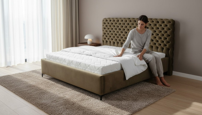 Grünes Chesterfield-Bett Klassisches Schlafzimmermöbel-Design Eleganter Stoff