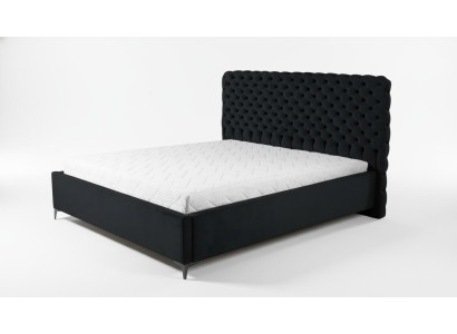 Schwarzes Chesterfield Bett Klassisches Schlafzimmermöbel Design Stoff