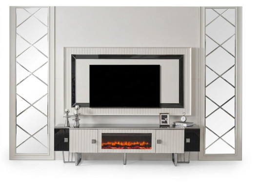 Luxus Sidebaord Wohnwand mit Kamin Fernseher Ständer tv Board Wand Wohnwände