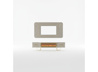 Luxus Wohnwand mit Kamin Fernseher Ständer tv Board Wand Wohnwände Sideboard