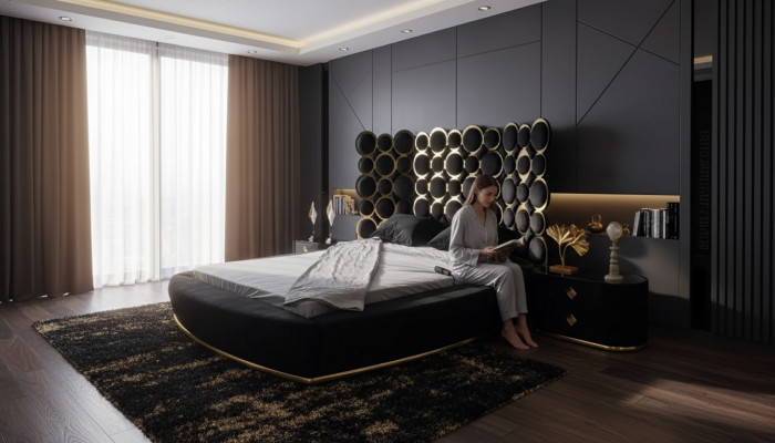 Designerbett Luxus Textilbetten Schlafzimmer Doppelbett 200x200cm Bettrahmen