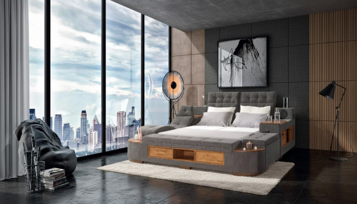 Pat dublu multifuncțional cu structură modernă 180x200cm în noul hotel