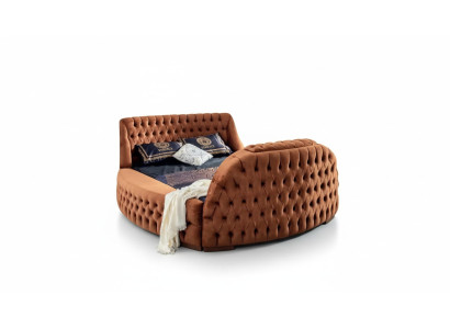 Chesterfield Bett Polster Design Luxus Betten Hotel Braun mit TV Fernseher