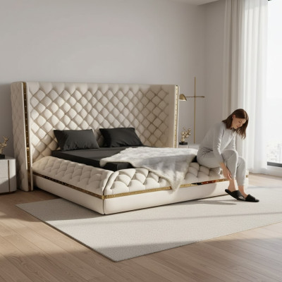 Bett weiß Chesterfield modernes Hotelbett Doppelbett neues modernes Bett