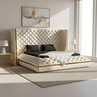 Bett weiß Chesterfield modernes Hotelbett Doppelbett neues modernes Bett