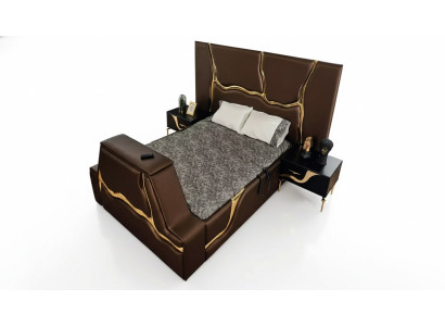 Design Bett Polster Betten Doppelbett Ehe Möbel Luxus Schlafzimmer Bettrahmen