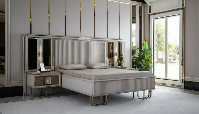 Bett Weiß Schön Design Modern Doppel Betten Schlafzimmer Elegantes Möbel Neu