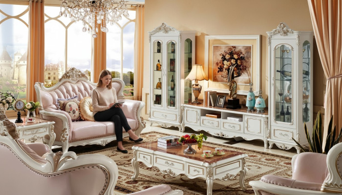 Vitrine Weiß Luxus Wohnzimmer Möbel Holz Glas Design Elegantes Klassische