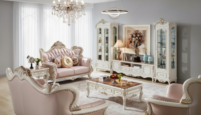 Vitrine Weiß Luxus Wohnzimmer Möbel Holz Glas Design Elegantes Klassische