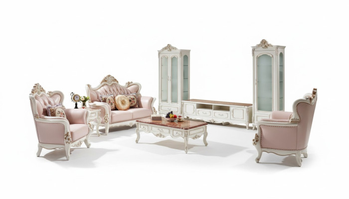 Vitrine Weiß Luxus Wohnzimmer Möbel Holz Glas Design Elegantes Klassische