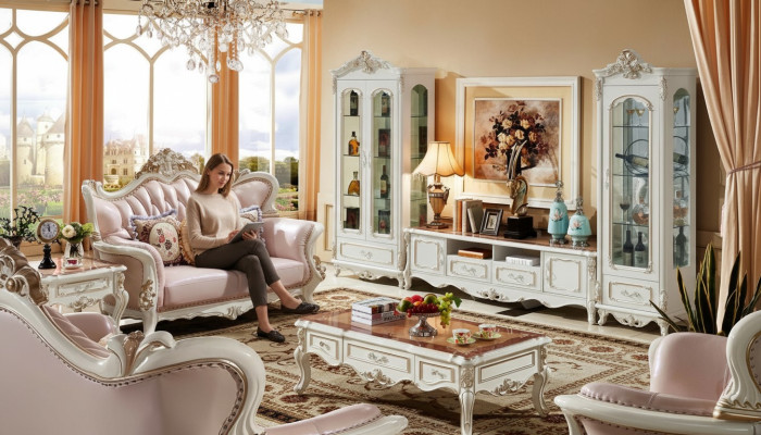 Vitrine Weiß Luxus Wohnzimmer Möbel Holz Design Glasschrank Vitrine Klassische