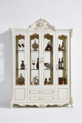 Antiker Stil Schrank Barock Glasschrank Schränke Möbel Holz Vitrine