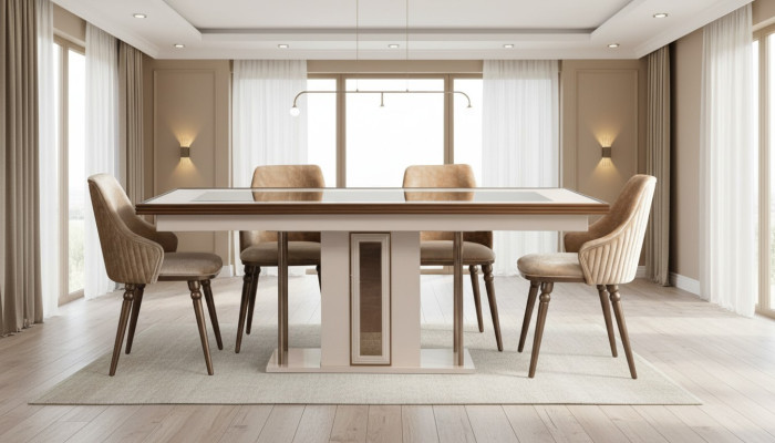 Esszimmer Set 4x Lehnstühle Esstisch Design Möbel Essgruppe Stuhl 5tlg.