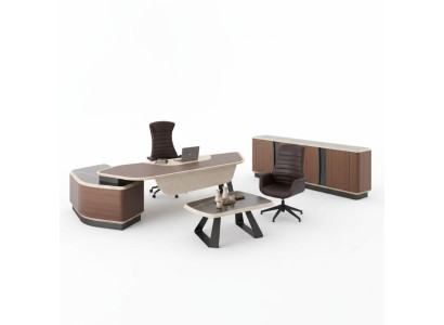 Moderner Arbeitszimmer Set Luxus Möbel Eckschreibtisch Sideboard Massivholz