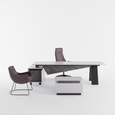 Graue Arbeitszimmermöbel Schreibtisch Sideboard Büromöbel Modern Holz