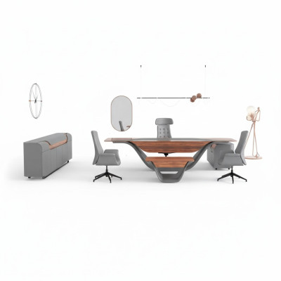 Ein luxuriöses Set für ein hochwertiges Büro im futuristischen Stil