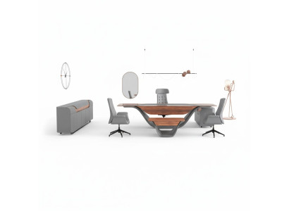 Ein luxuriöses Set für ein hochwertiges Büro im futuristischen Stil