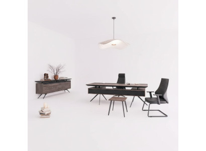 Arbeitszimmer Büro Schreibtisch Couchtisch Sideboard Modern Holz Braun