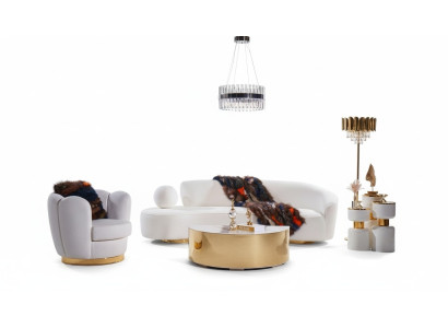 Moderne Sofagarnitur Weißer Dreisitzer Luxus Sessel Edler Couchtisch
